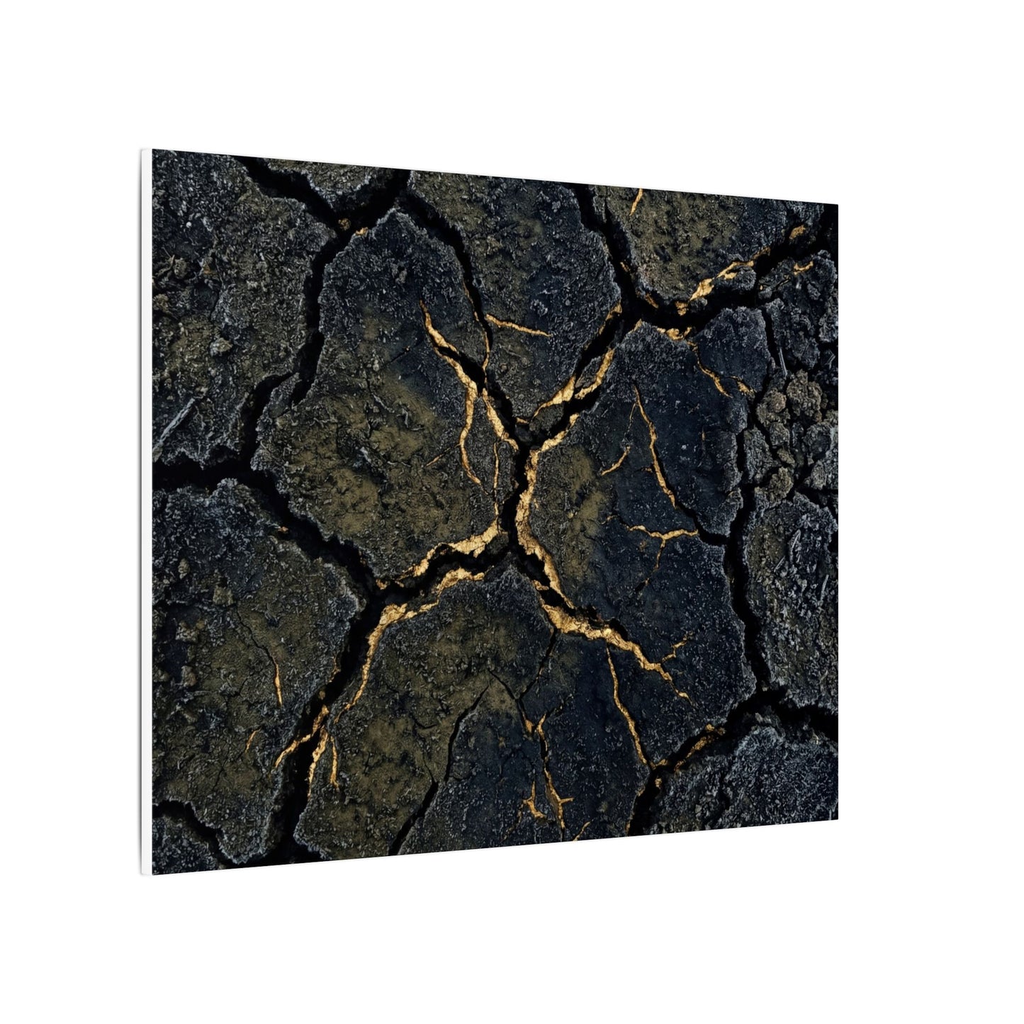 Overcast Cracked Earth Canvas Art - Dark Japandi Ma