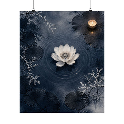 Lotus Flower Wall Art Print | Winter Zen Sumi E Art