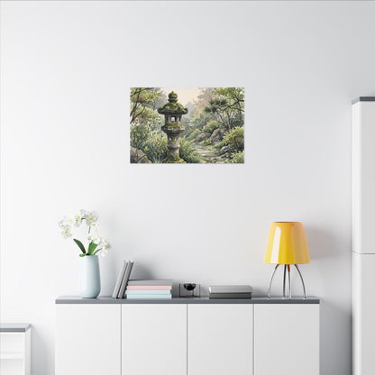 Neutral Stone Lantern Canvas Art - Watercolor Japandi