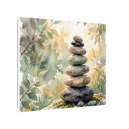 Golden Hour River Stones Canvas Art - Japandi Mono No Aware