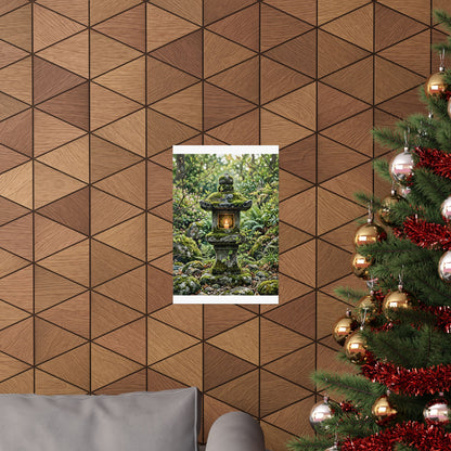 Stone Lantern Wall Art Print | Spring Japandi Japanese Pattern Art
