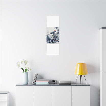 Zen River Stones in Moonlight | Sumi E Canvas Art