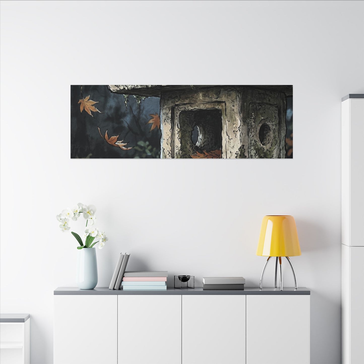 Shibui Stone Lantern Canvas Art - Japandi Minimal Line