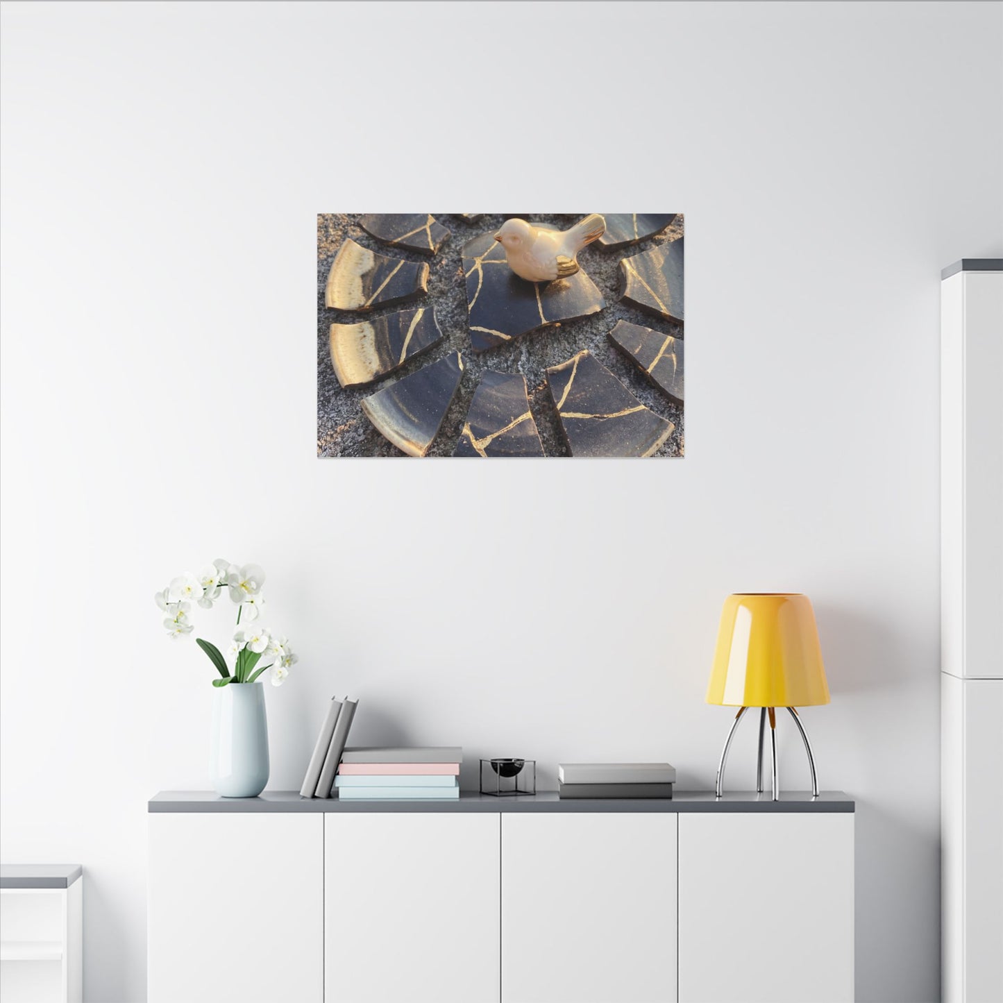 Golden Hour Broken Pottery Canvas Art - Kintsugi Datsuzoku