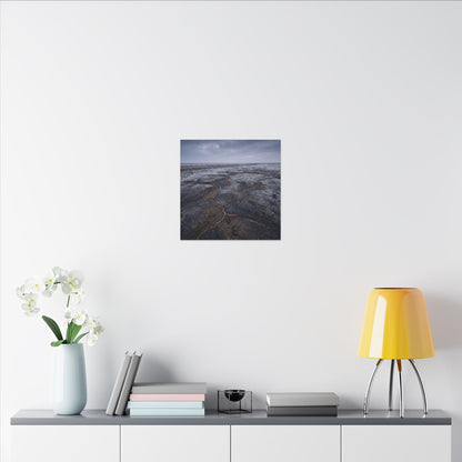 Dark Japandi Cracked Earth in Overcast | Dark Texture Canvas Art
