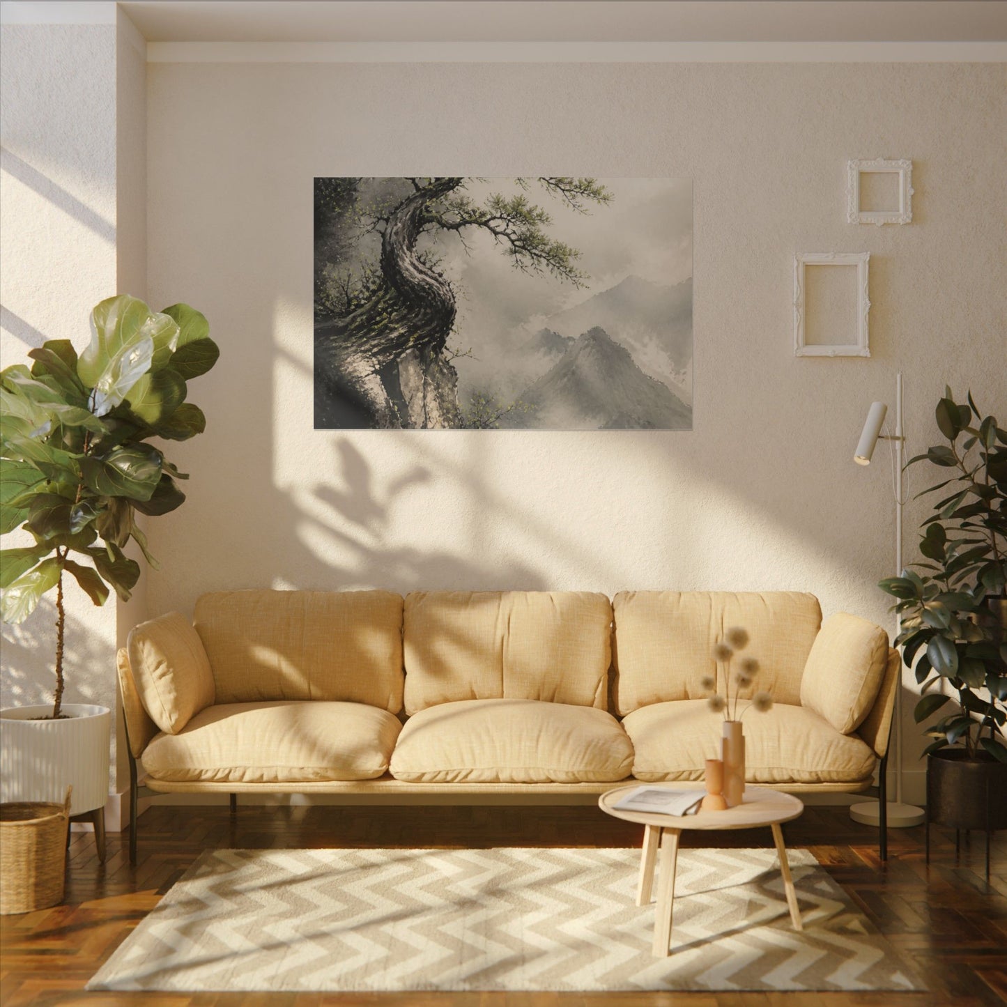 Spring Pine Tree Watercolor Canvas Art | Warm Decor