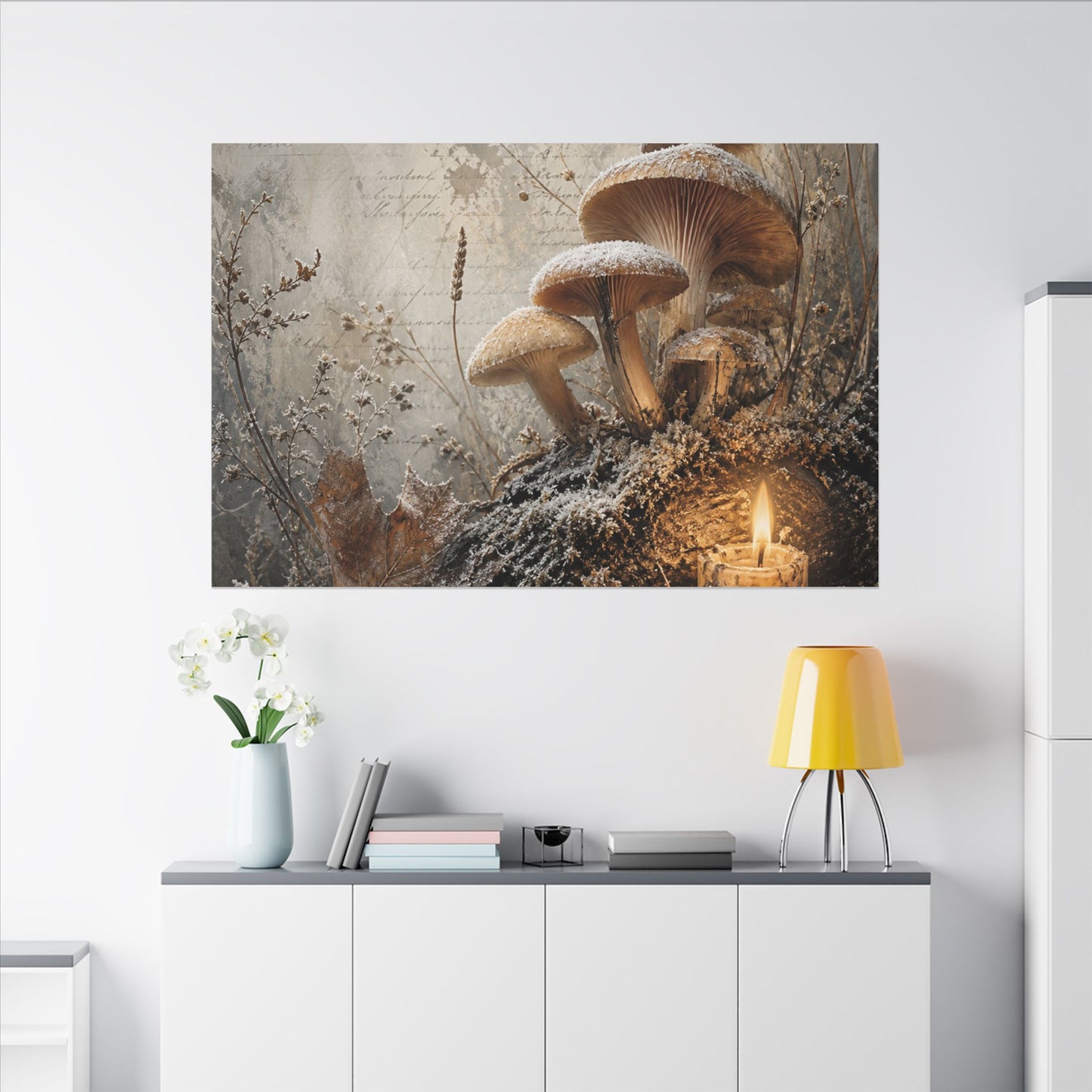 Wild Mushrooms Texture Canvas Art | Elegant Japandi Art
