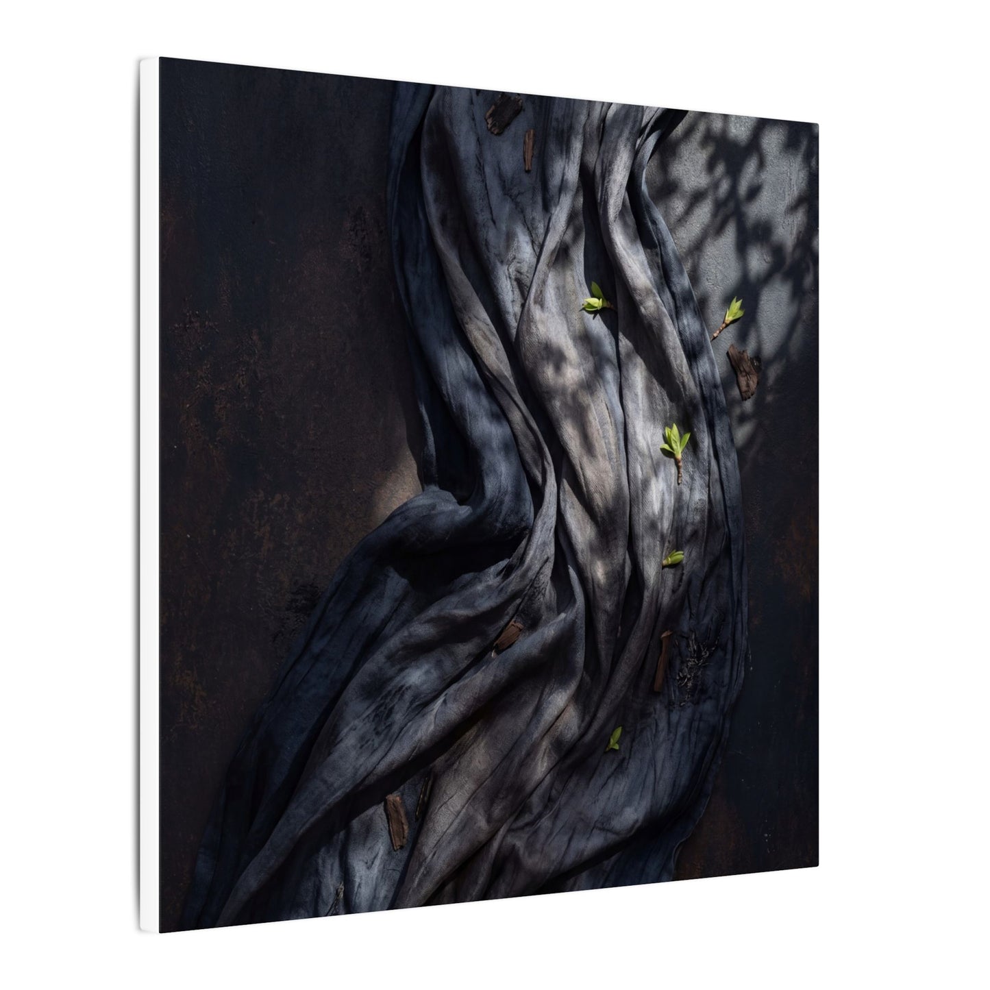 Seijaku Silk Drape Canvas Art - Dark Japandi Dark Texture