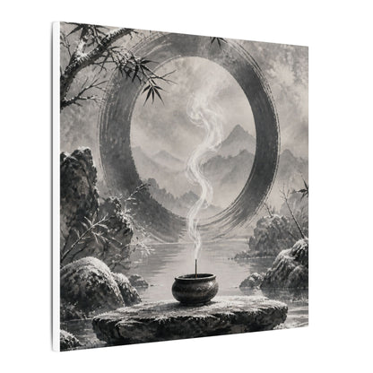Incense Smoke Canvas Art | Winter Zen Sumi E Art