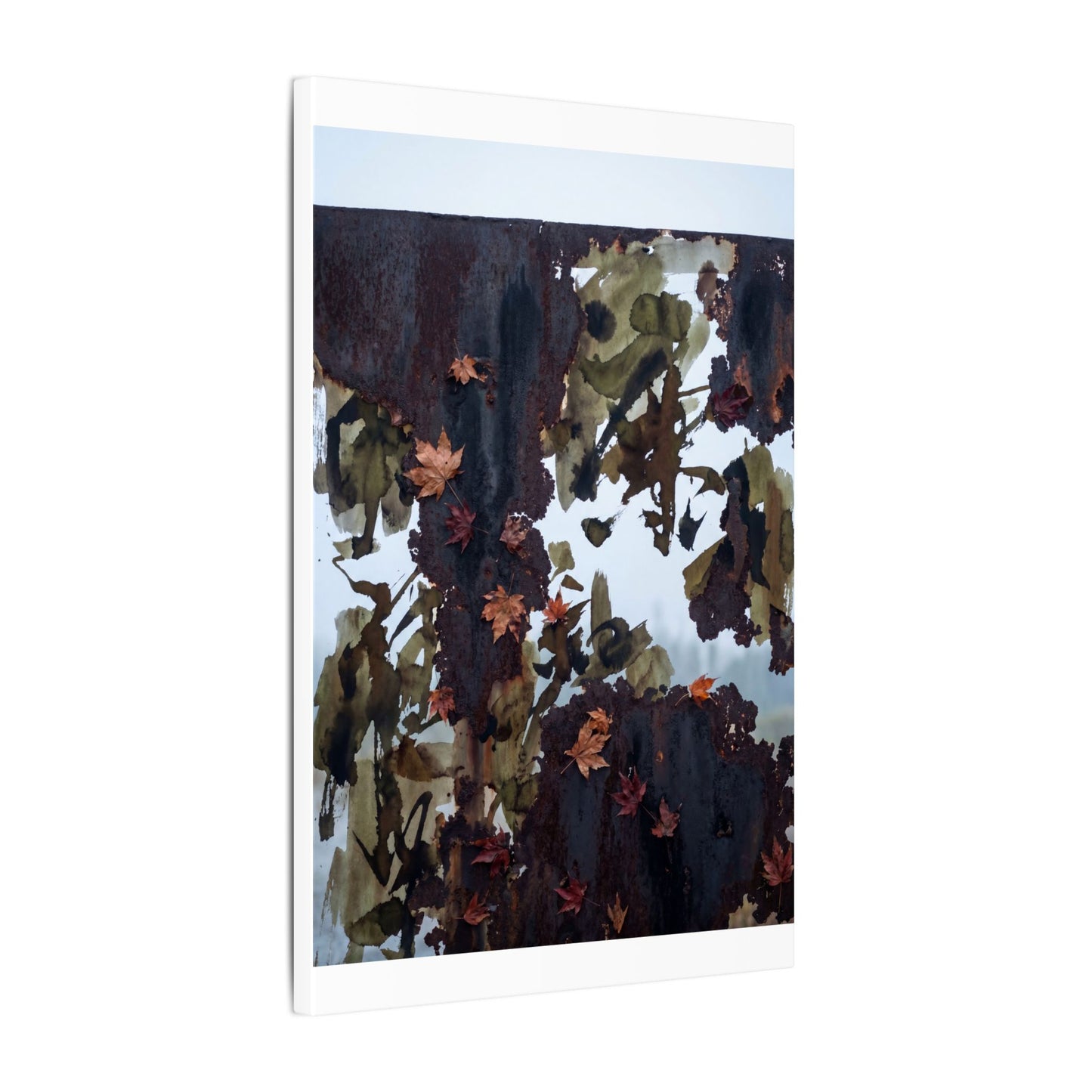 Rust Patina Charcoal Ink Canvas Art | Sophisticated Dark Japandi Art
