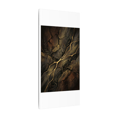 Cracked Earth Charcoal Ink Canvas Art | Bold Dark Japandi Art