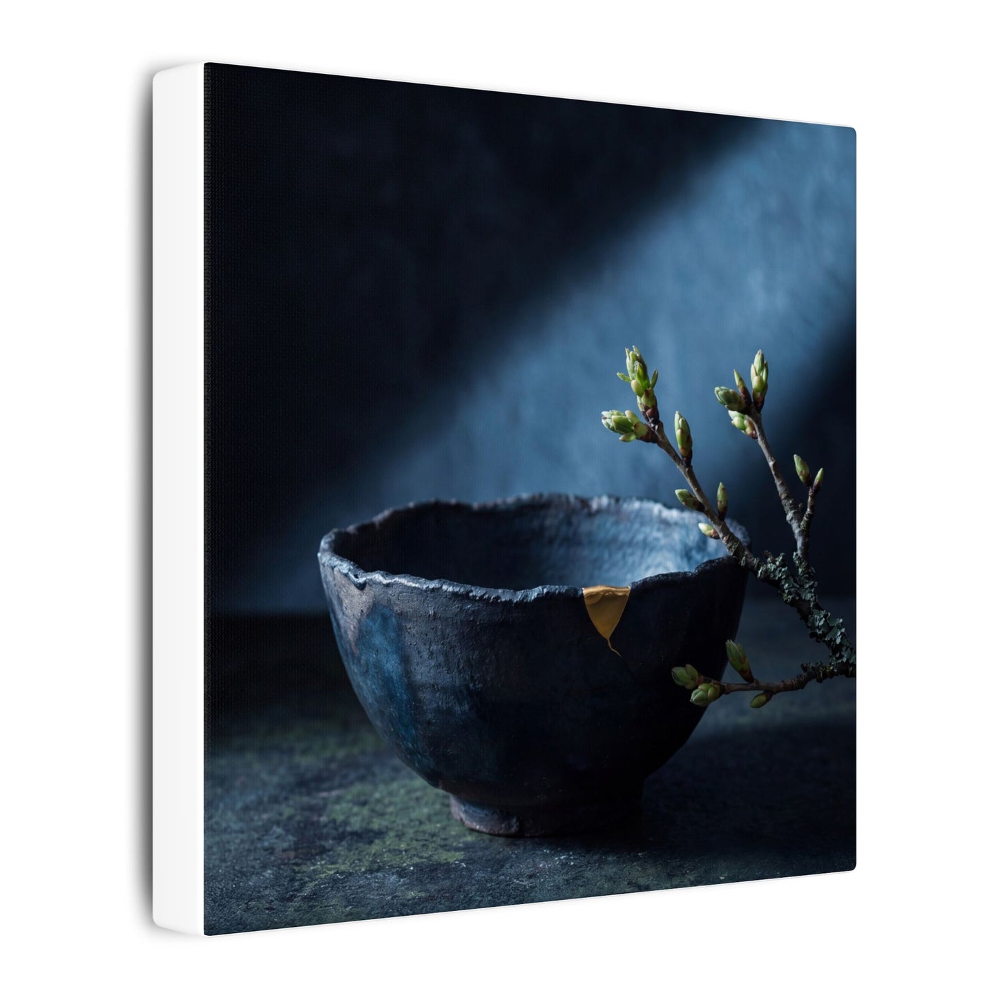 Sophisticated Ceramic Bowl Canvas Art - Shadow Zen Dark Japandi