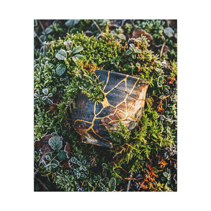 Artful Moss Close Up Canvas Art - Gold Repair Kintsugi