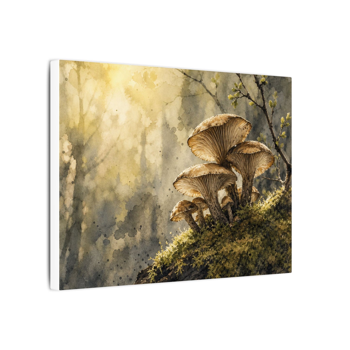 Wild Mushrooms Canvas Art | Spring Japandi Watercolor Art