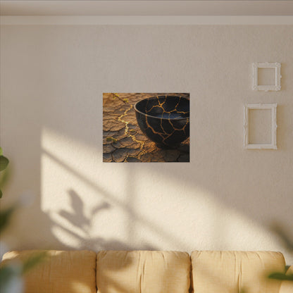 Golden Hour Cracked Earth Canvas Art - Kintsugi Fukinsei
