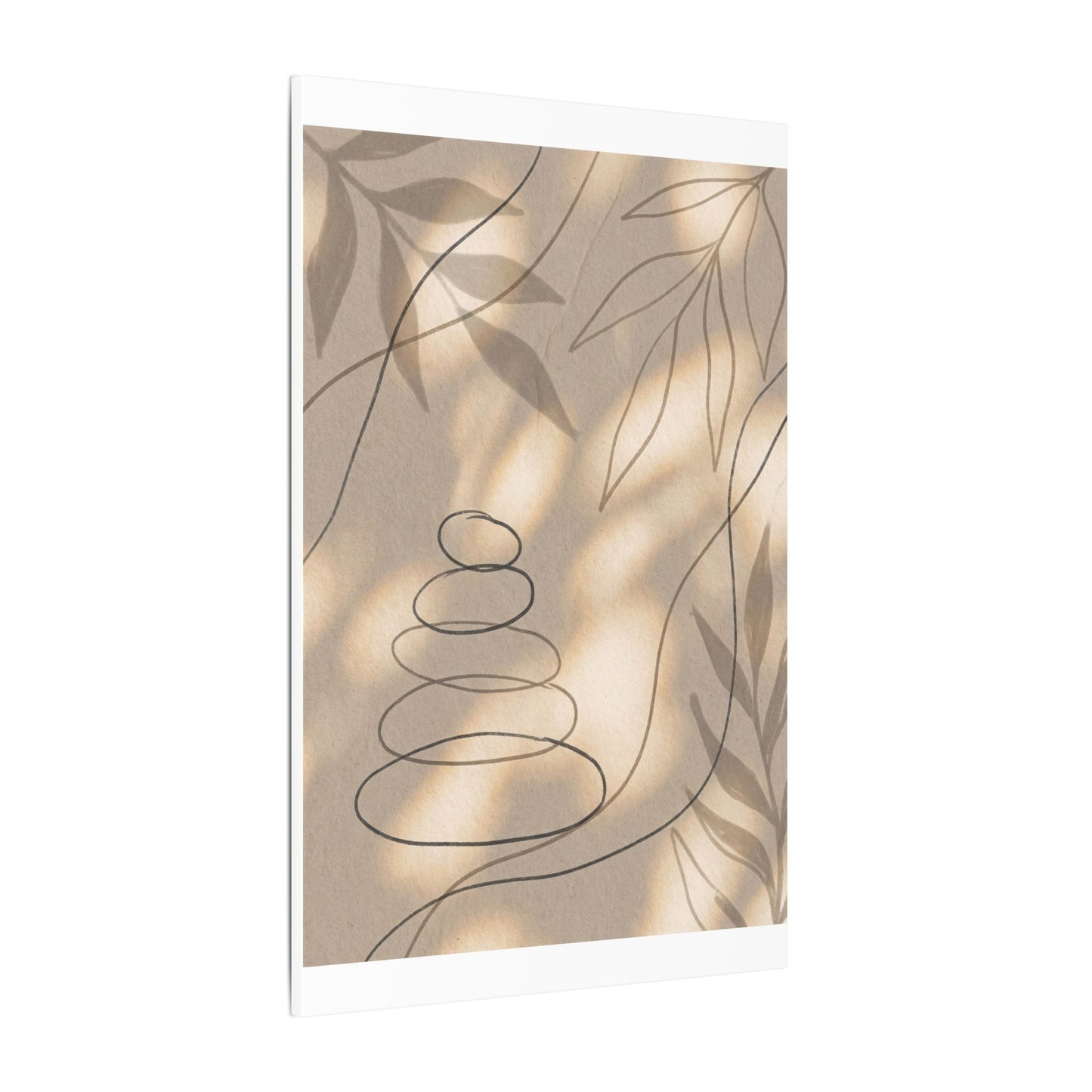 River Stones Minimal Line Canvas Art | Earthy Japandi Art