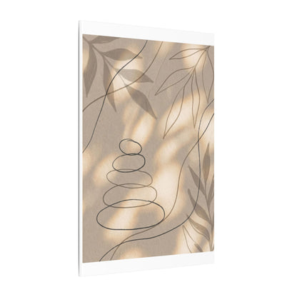 River Stones Minimal Line Canvas Art | Earthy Japandi Art