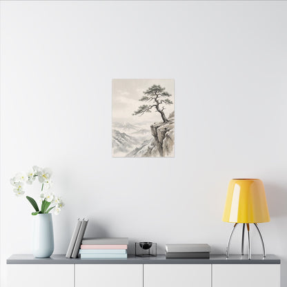 Seijaku Pine Tree Canvas Art - Japandi Japanese Pattern