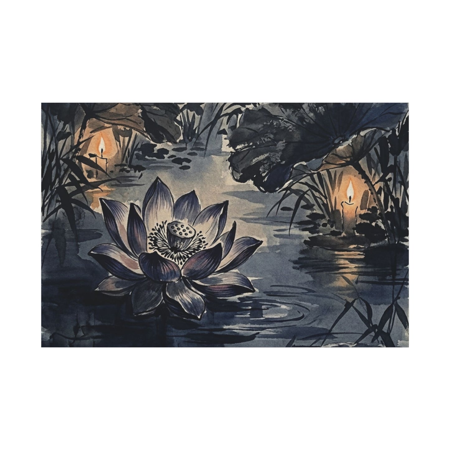 Fukinsei Lotus Flower Canvas Art - Zen Sumi E