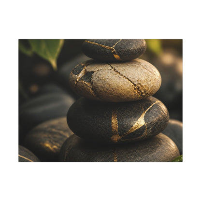 Summer River Stones Broken Beauty Canvas Art | Healing Decor