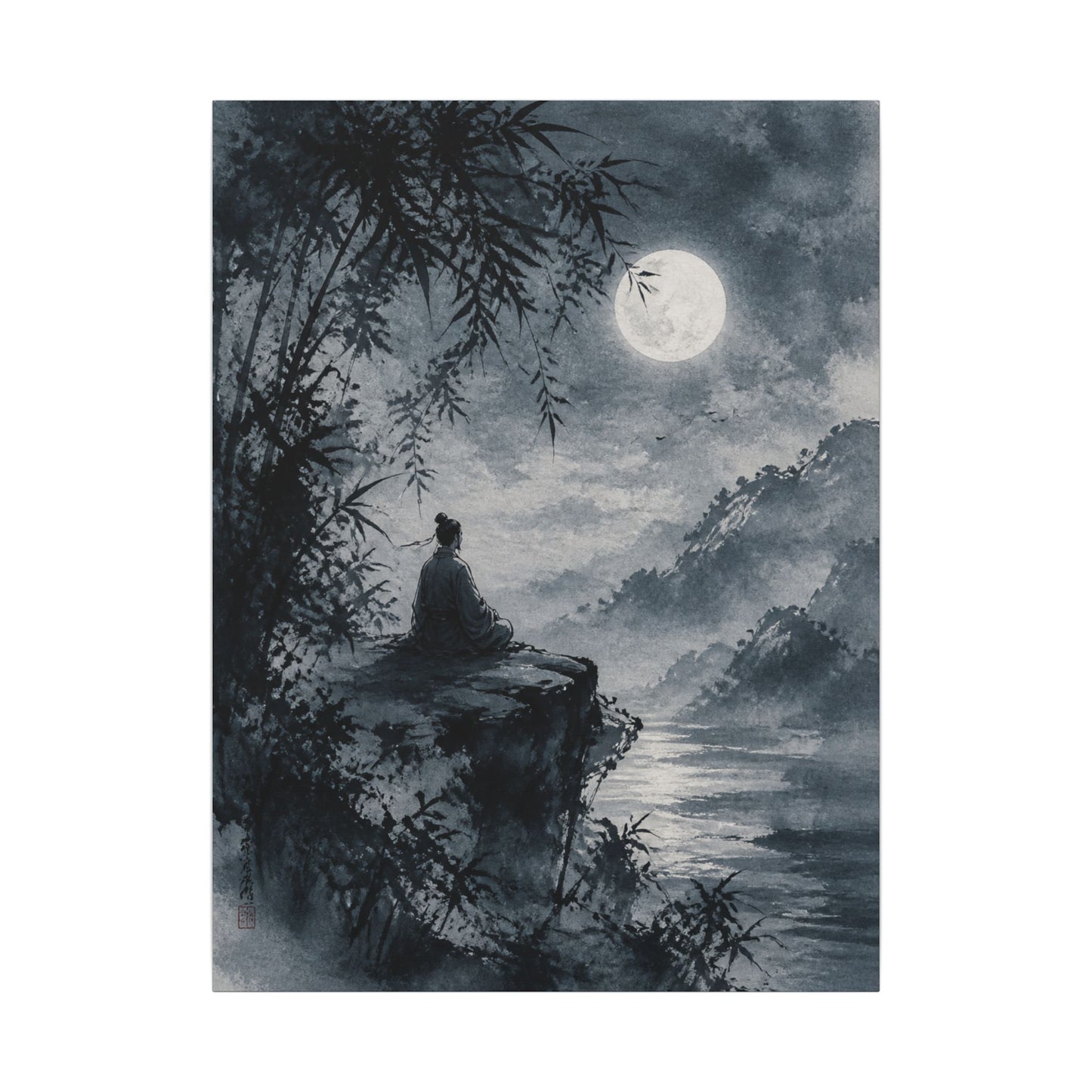 Ink Brushstroke Sumi E Canvas Art | Serene Zen Art