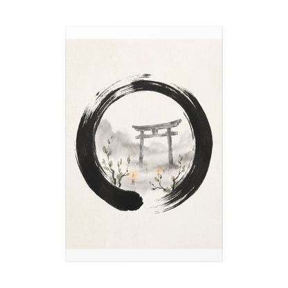 Spring Torii Gate Enso Canvas Art | Tranquil Decor