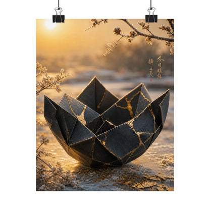 Paper Fold Gold Repair Wall Art Print | Resilient Kintsugi Art