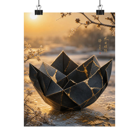 Paper Fold Gold Repair Wall Art Print | Resilient Kintsugi Art