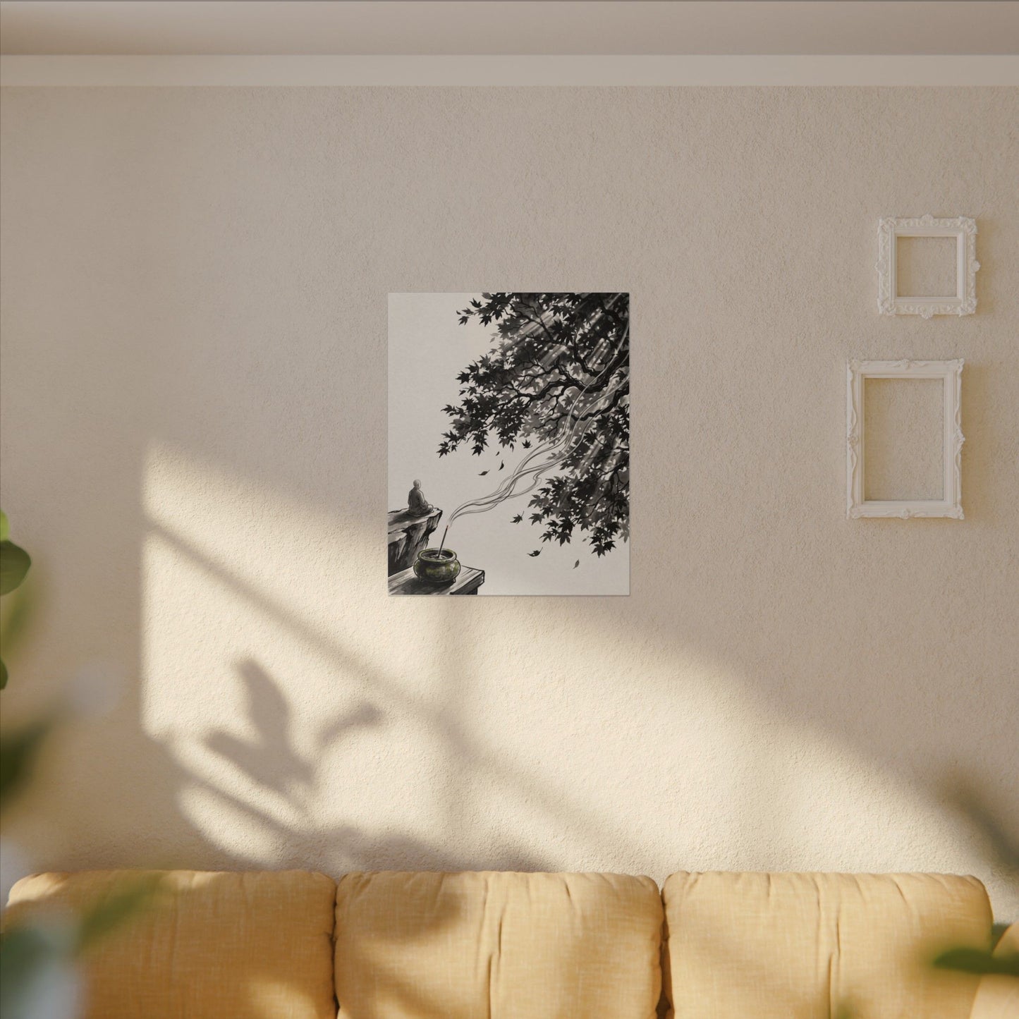 Serene Incense Smoke Canvas Art - Ukiyo E Inspired Zen