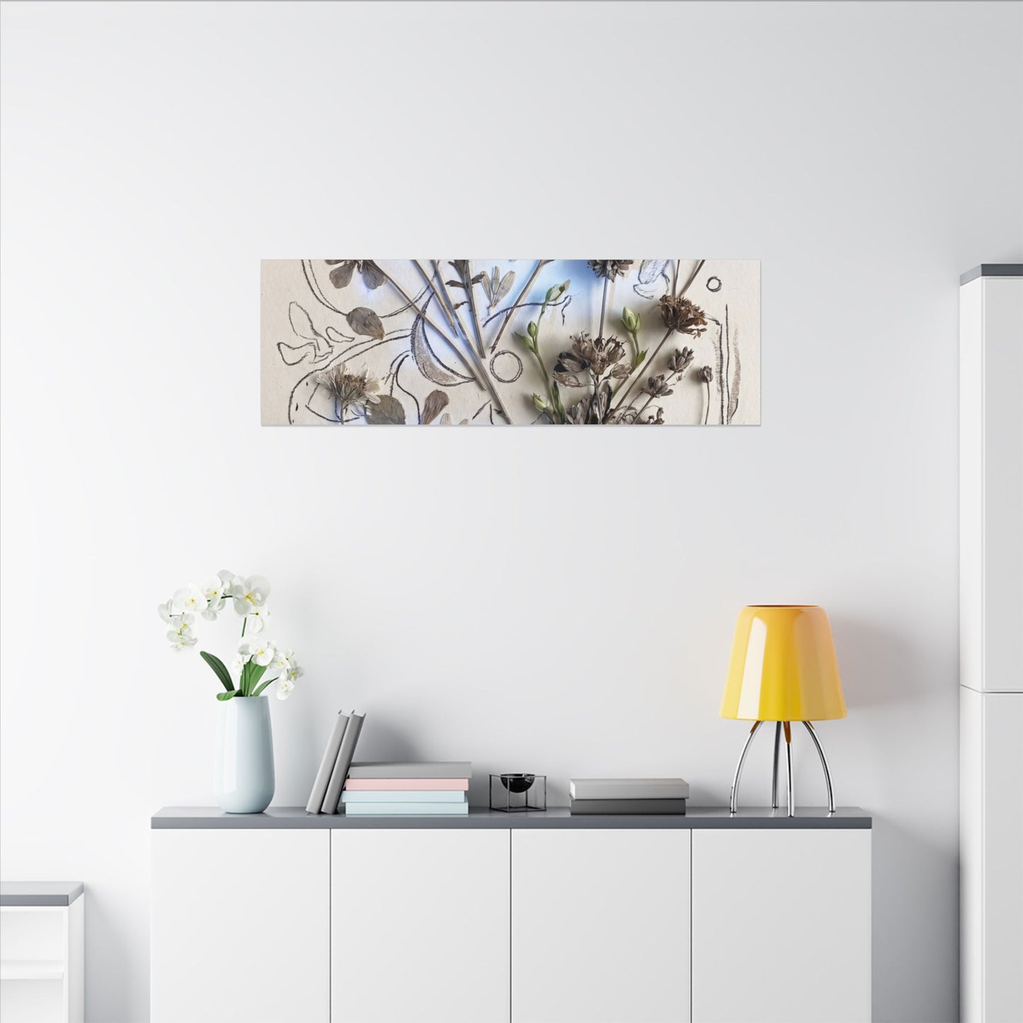 Dried Flowers Minimal Line Canvas Art | Elegant Japandi Art