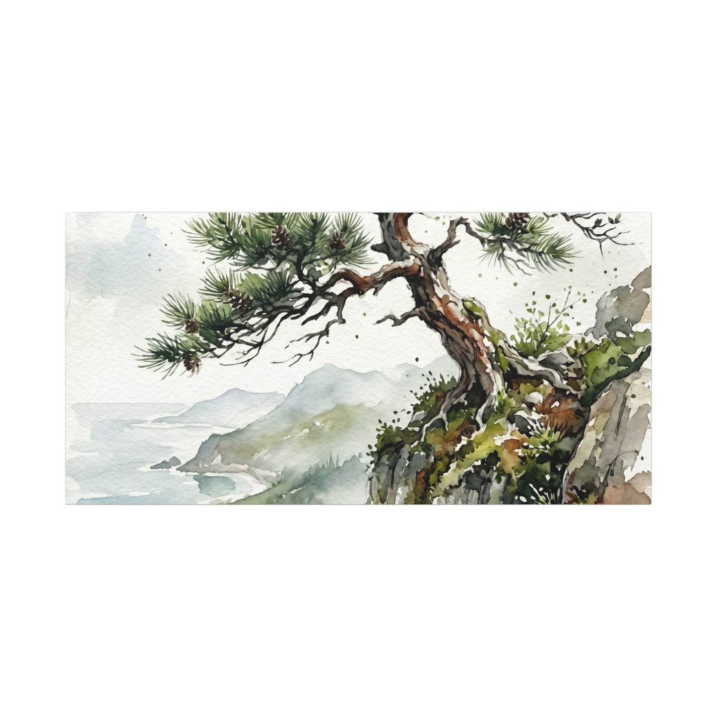 Pine Tree Spring Canvas Art | Japandi Neutral Design