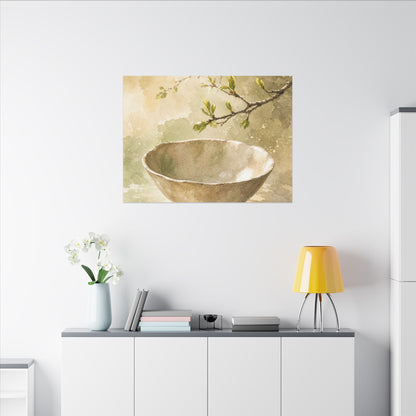 Warm Ceramic Bowl Canvas Art - Watercolor Japandi