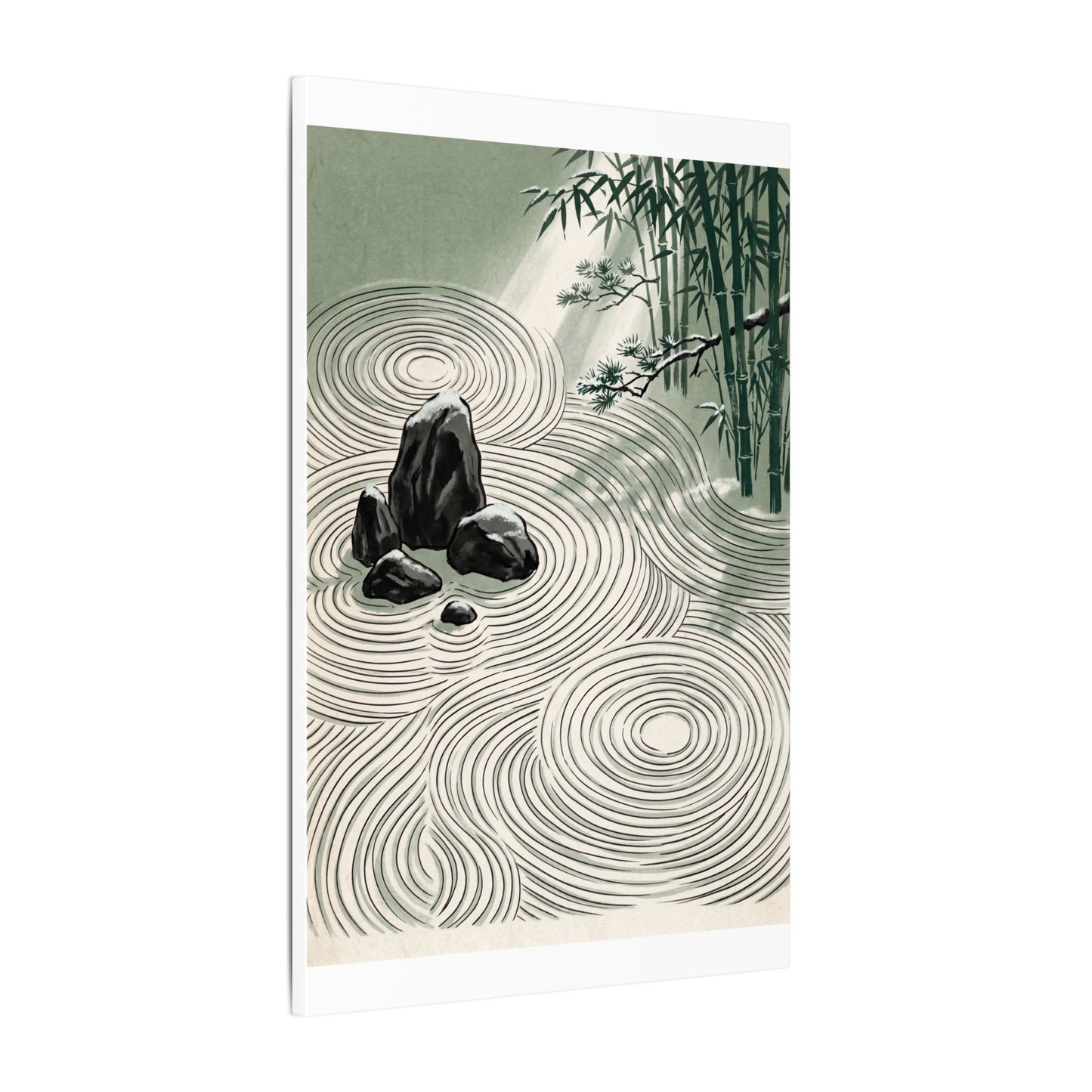 Shibui Rock Garden Canvas Art - Zen Ukiyo E Inspired