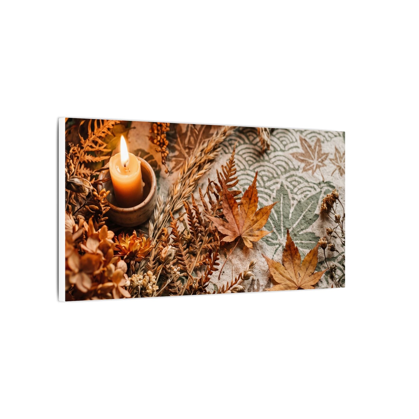 Candlelight Dried Flowers Canvas Art - Japandi Seijaku