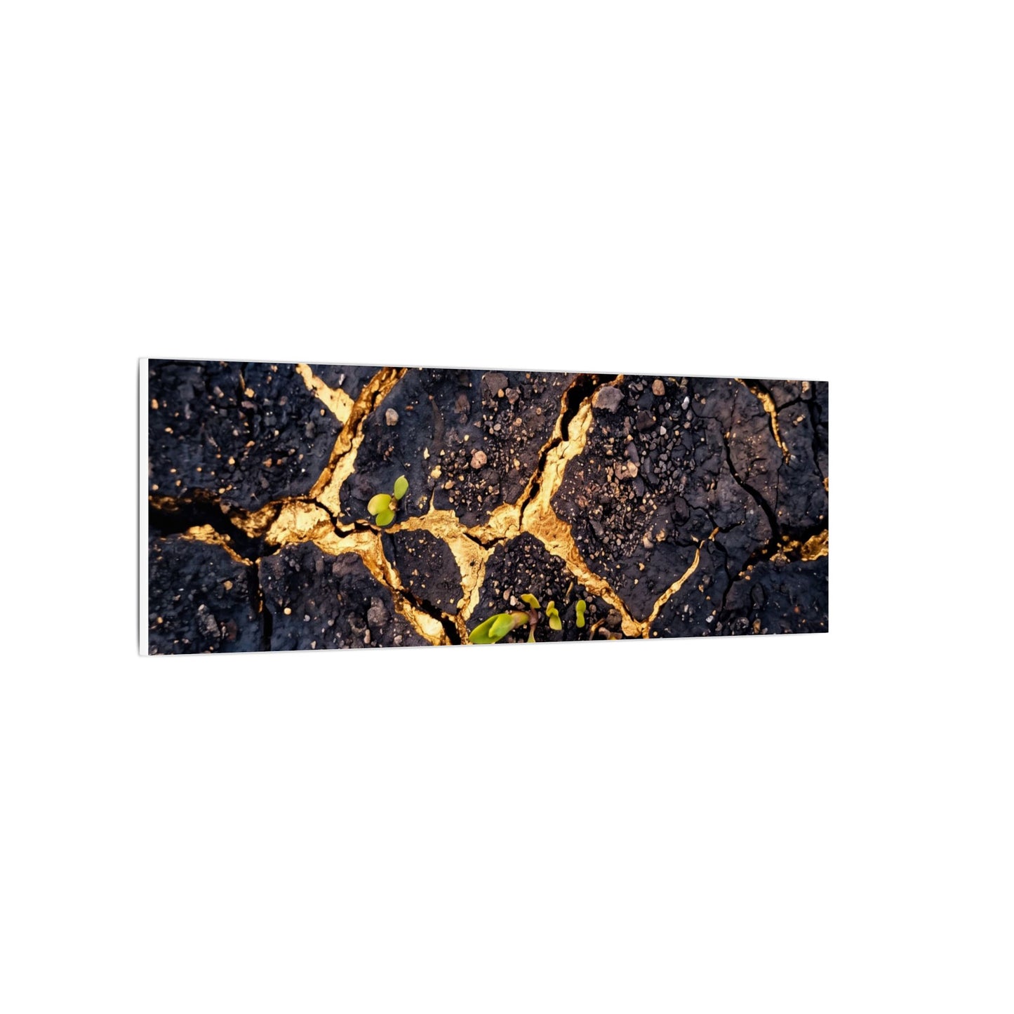 Spring Cracked Earth Crackle Gold Canvas Art | Healing Decor