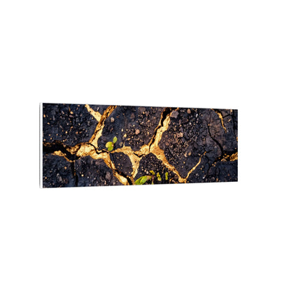 Spring Cracked Earth Crackle Gold Canvas Art | Healing Decor