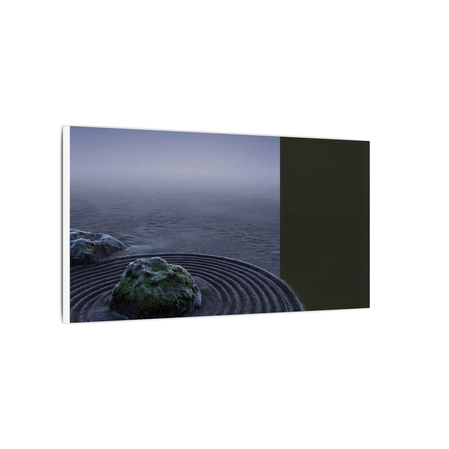 Ma Rock Garden Canvas Art - Dark Japandi Moody Minimal