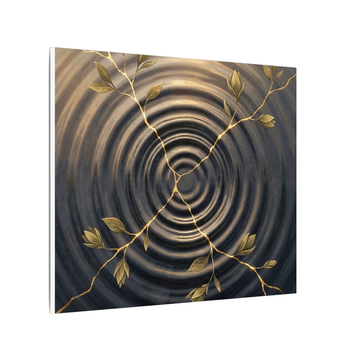 Kanso Water Ripple Canvas Art - Kintsugi Gold Vein