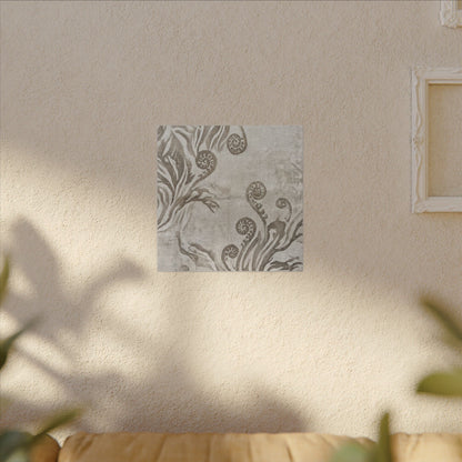 Japandi Fern Unfurling in Overcast | Japanese Pattern Canvas Art