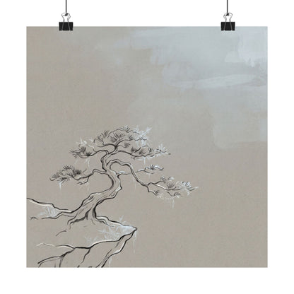 Ma Pine Tree Wall Art Print - Japandi Minimal Line Art Print