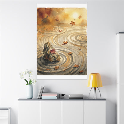 Autumn Rock Garden Watercolor Canvas Art | Neutral Decor