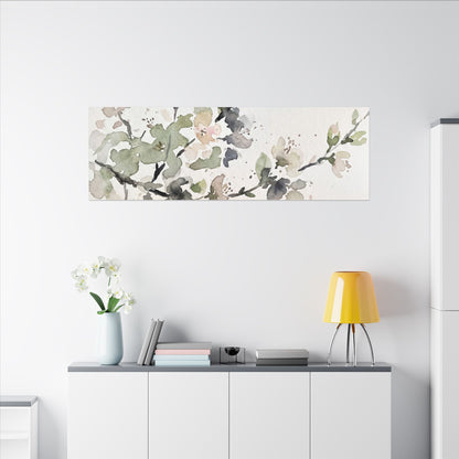 Cherry Blossom Watercolor Canvas Art | Elegant Japandi Art