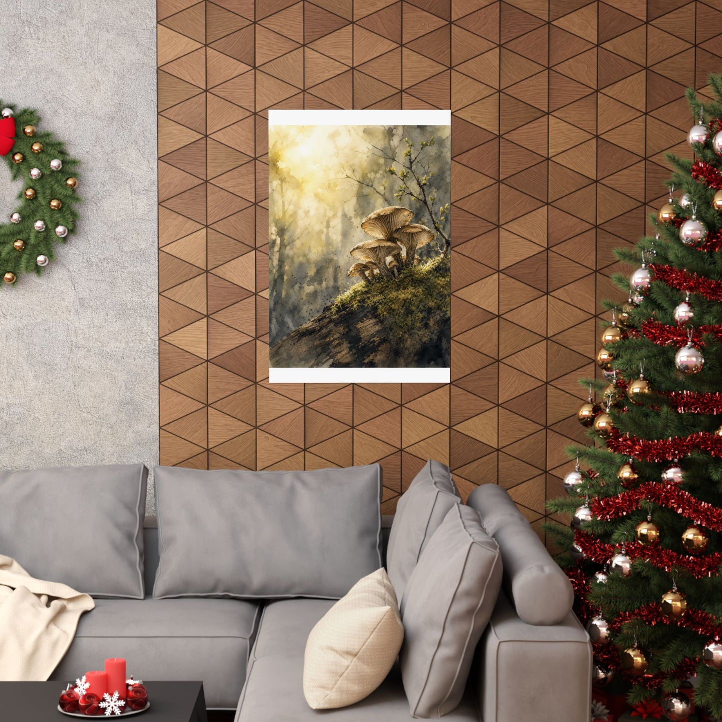 Wild Mushrooms Spring Wall Art Print | Japandi Earthy Design