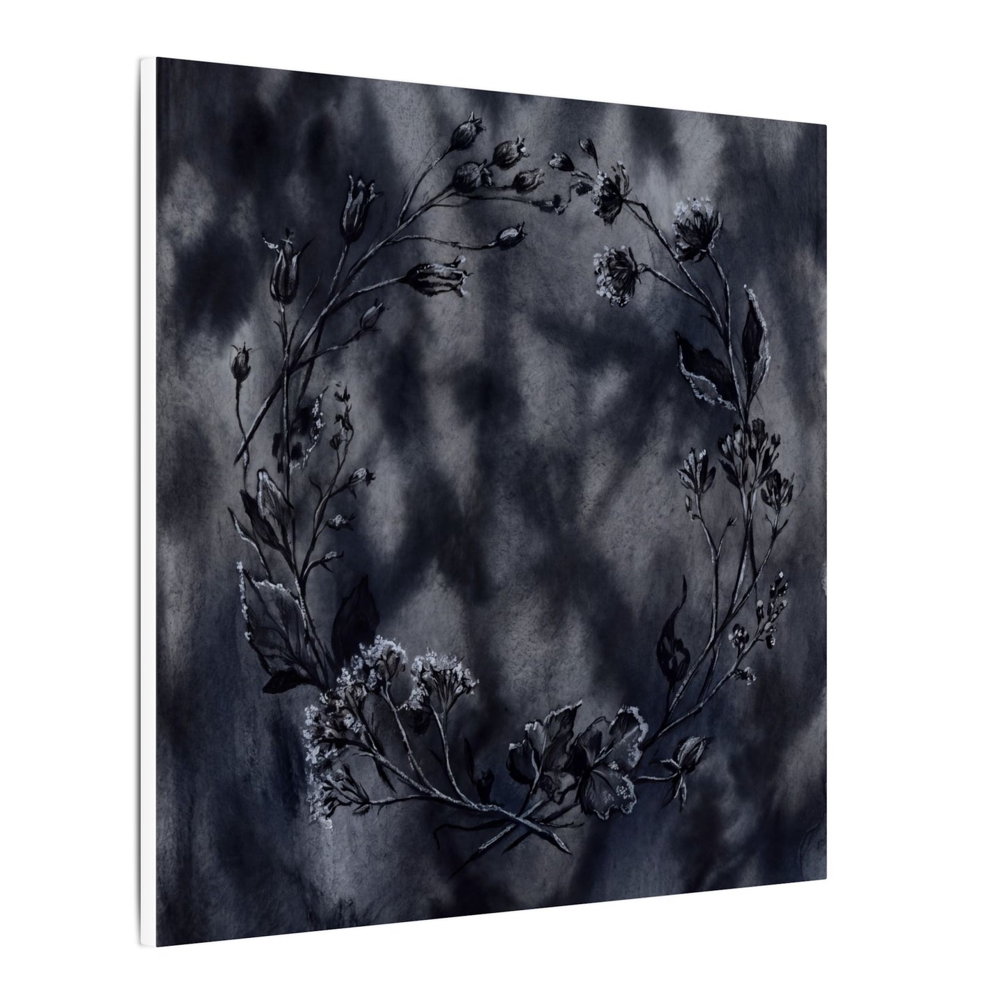 Dried Flowers Canvas Art | Winter Dark Japandi Shadow Zen Art