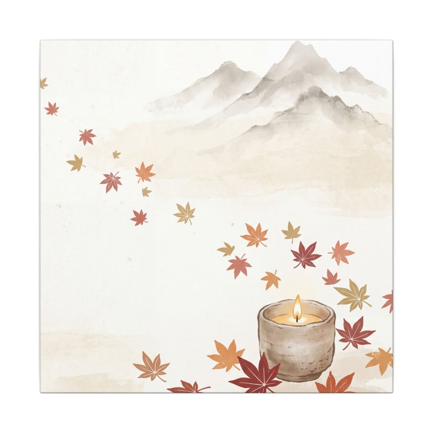 Earthy Mountain Mist Canvas Art - Japanese Pattern Japandi