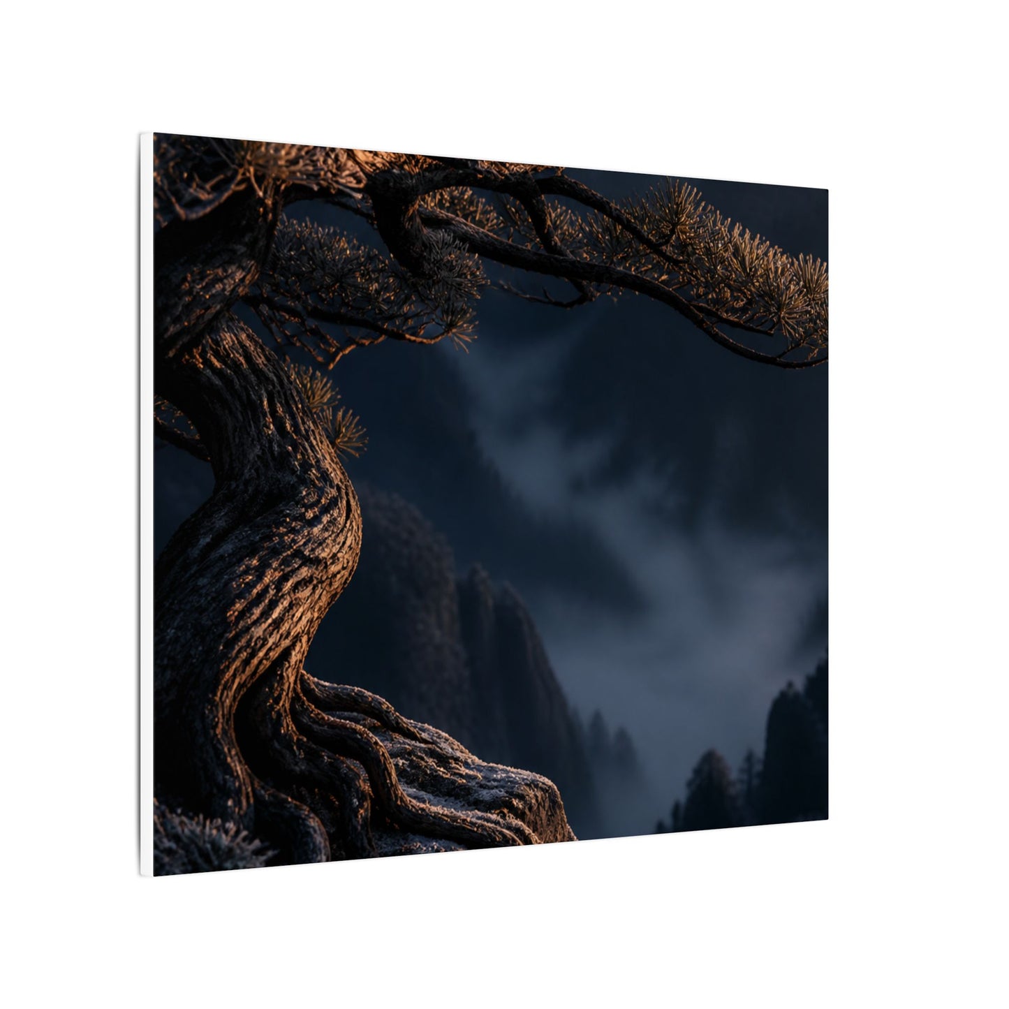 Bold Pine Tree Canvas Art - Shadow Zen Dark Japandi