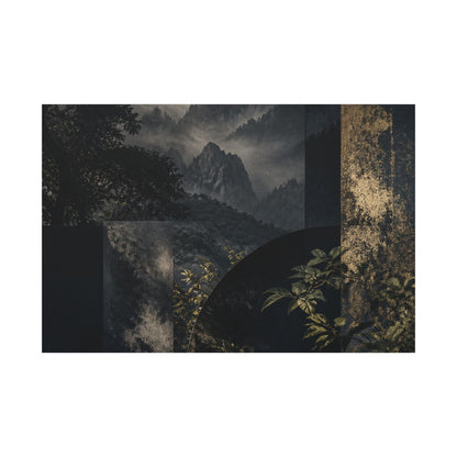 Mountain Mist Summer Canvas Art | Dark Japandi Atmospheric Design