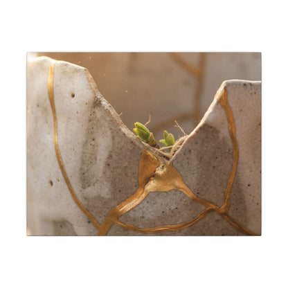 Golden Hour Broken Pottery Canvas Art - Japandi Kanso