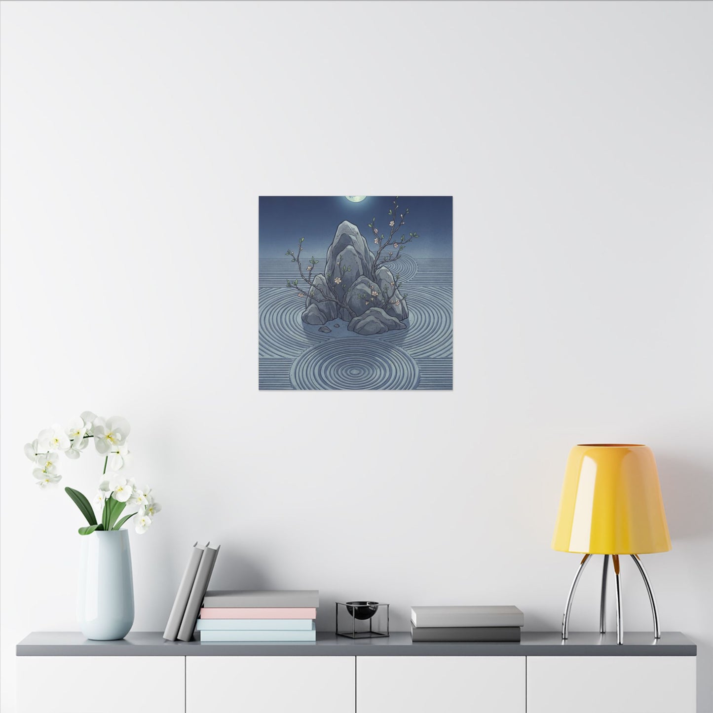 Spring Rock Garden Ukiyo E Inspired Canvas Art | Tranquil Decor
