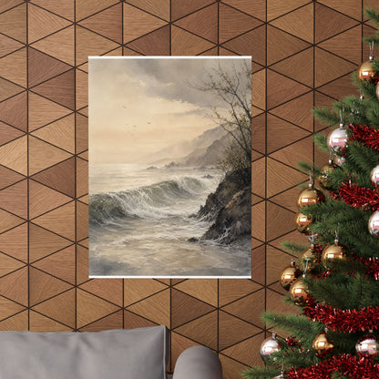 Warm Ocean Wave Wall Art Print - Watercolor Japandi